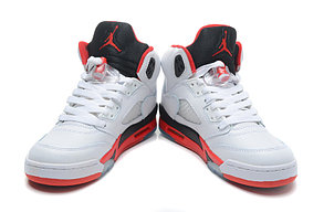  баскетбольные кроссовки Nike Air Jordan 5 Retro бело-красные Акула, фото 2