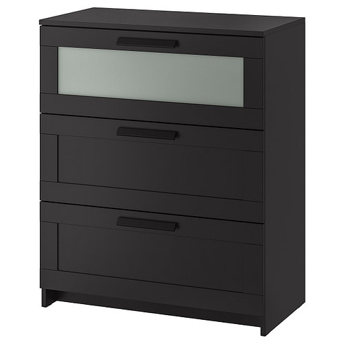 Комод с 3 ящиками БРИМНЭС черный, 78x95 см ИКЕА, IKEA (id 59212354)