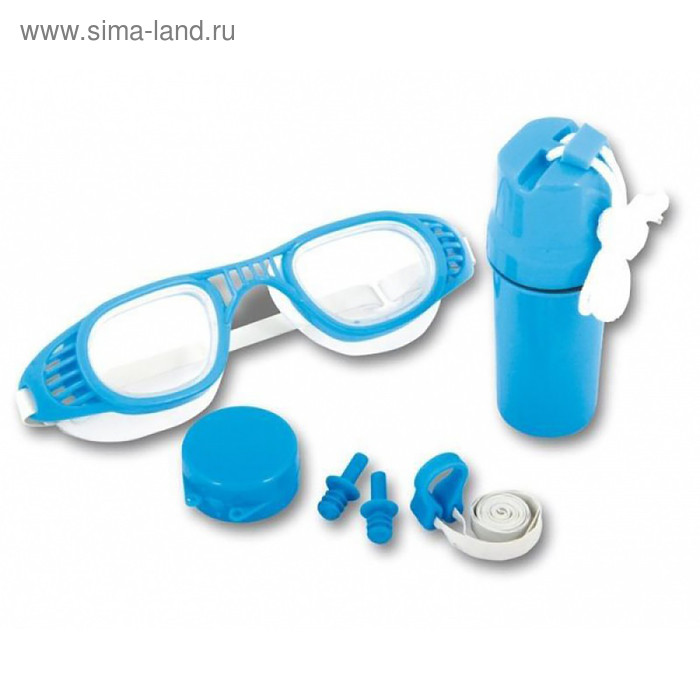 Набор для плавания, 3 предмета: очки, зажим для носа, беруши, от 7 лет, цвет МИКС