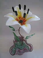 Декоративный цветок из стекла «Лилия белая»