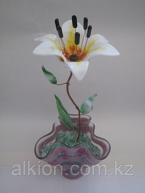 Декоративный цветок из стекла «Лилия белая» - фото 2 - id-p214419
