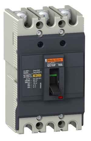 Автоматическое устройство защитного отключения EZC100 10KA 400B 3П/3T 80А - фото 1 - id-p59306453