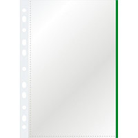 Файл прозрачный A4, 0,040мм, зеленая кромка Bindermax
