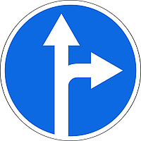 Знак 4.1.4 Тікелей немесе оңға жүру/Движение прямо или направо