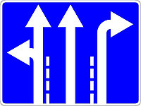 Знак 5.8.1 Жолақтар бойынша қозғалыс бағыттары/ Направления движения по полосам