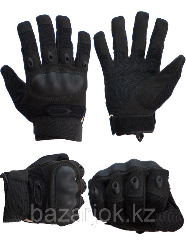 Тактические перчатки черные. Полнопалые, с усиленной защитой  