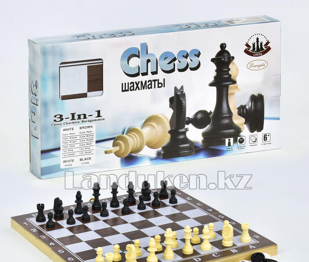 Шахматы 3в1 chess 3-in-1  29*29см маленькие
