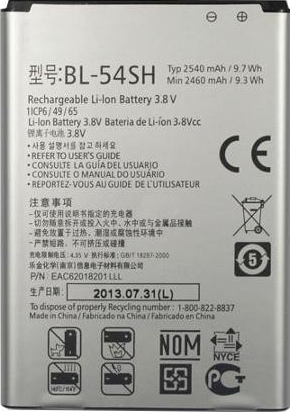 Заводской аккумулятор для LG MEGA H502 (BL-54SH, 2540mAh) - фото 1 - id-p59613346