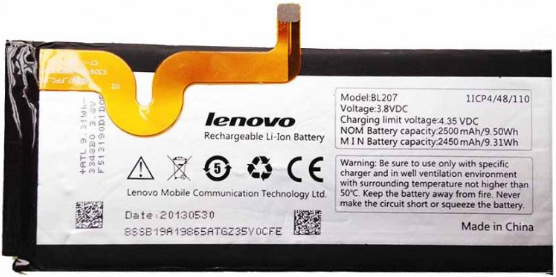 Заводской аккумулятор для Lenovo K900 (BL207, 2500mAh) - фото 1 - id-p59613668