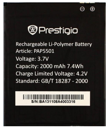 Заводской аккумулятор для Prestigio MultiPhone 5501 Duo (PAP5501, 2100mah)