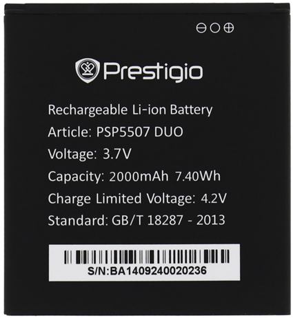 Заводской аккумулятор для Prestigio MultiPhone 5507 Duo (PSP5507 Duo, 2000mah) - фото 1 - id-p59614118