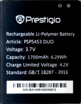 Заводской аккумулятор для Prestigio MultiPhone 5453 Duo (PSP5453 Duo, 1700mah) - фото 1 - id-p59614119