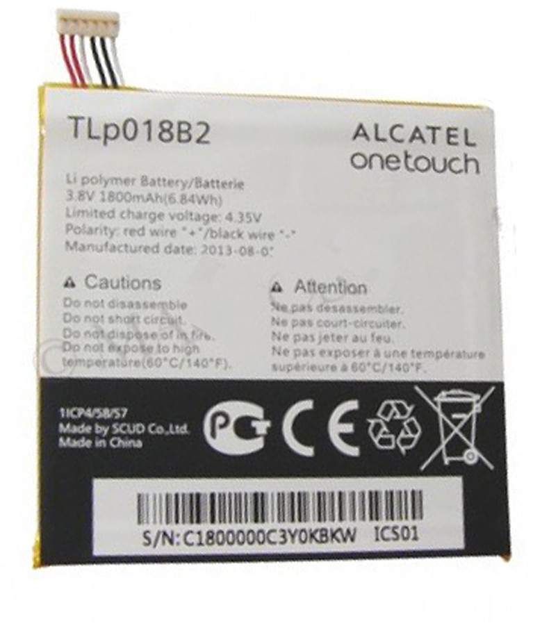Заводской аккумулятор для Alcatel One Touch Snap 7025D (TLP018B2 1800 mAh)