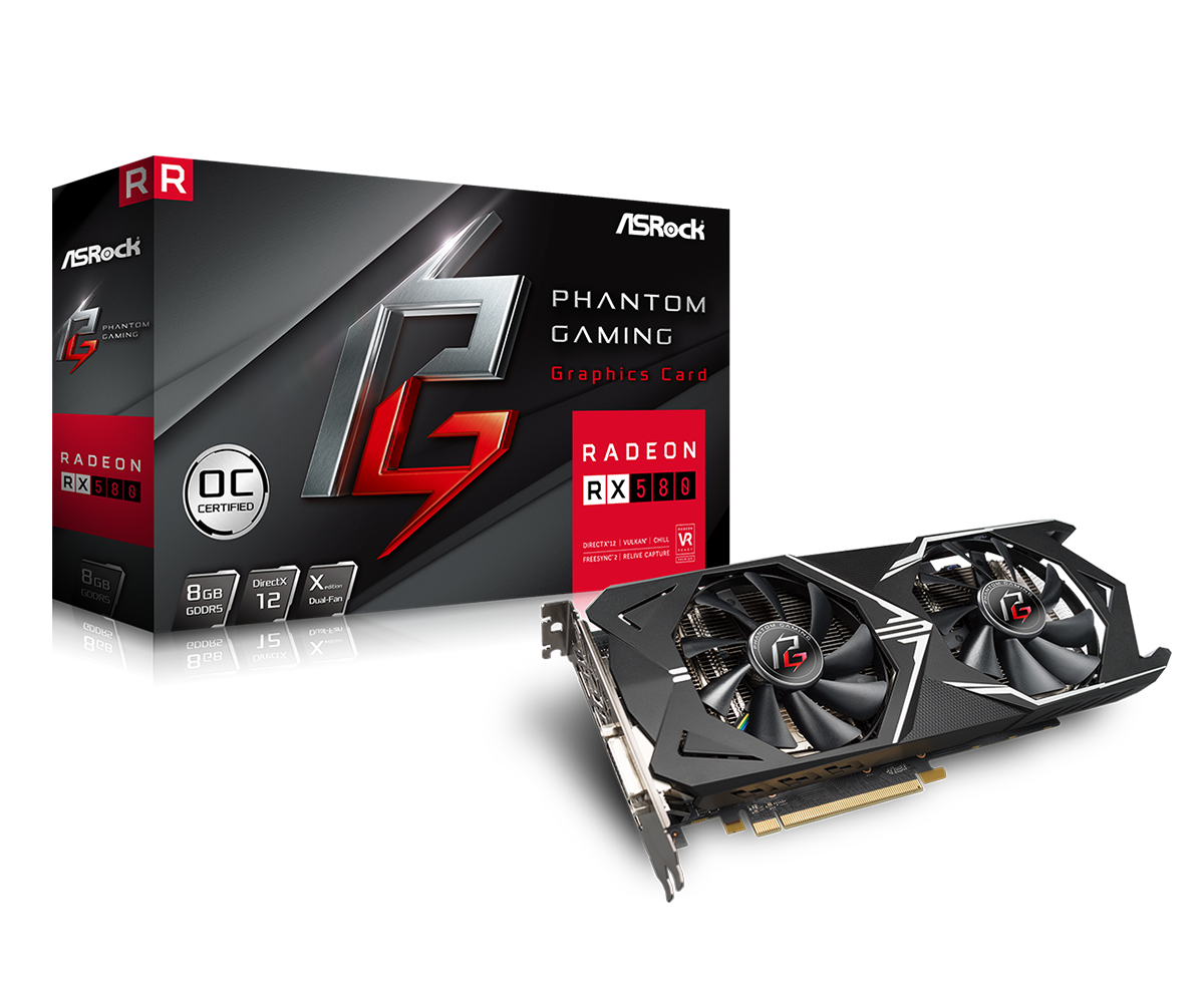 Видеокарта ASRock PHANTOM GAMING X RADEON RX580 8Gb OC GDDR5 256bit 1380 MHz/8000 MHz - фото 1 - id-p59615574