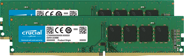 Оперативная память 32GB KIT (16Gbx2) DDR4 2400MHz Crucial PC4-19200 CL=17 Dual Ranked x8 based Unbuffered NON-ECC 1.2V CT2K16G4DFD824A - фото 1 - id-p59615619