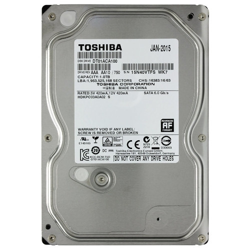 Жесткий диск HDD 1Tb TOSHIBA SATA 6Gb/s 7200rpm 32Mb 3.5" DT01ACA100 - фото 1 - id-p59615752