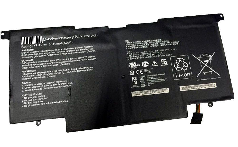 Аккумулятор для ноутбука Asus Zenbook UX31, UX31E, C22-UX31 (7.4V, 6840 mAh) Original - фото 1 - id-p59616054