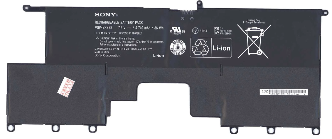 Аккумулятор для ноутбука Sony VAIO PRO 13, VGP-BPSE38 (7.5V, 4740 mAh) Original