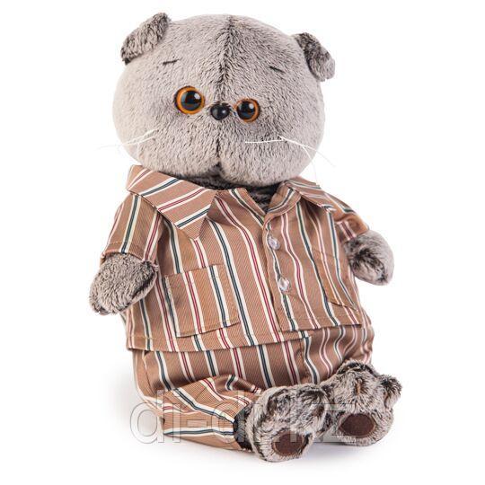 Мягкая игрушка Basik&Ko Кот Басик в шелковой пижамке, 19 см