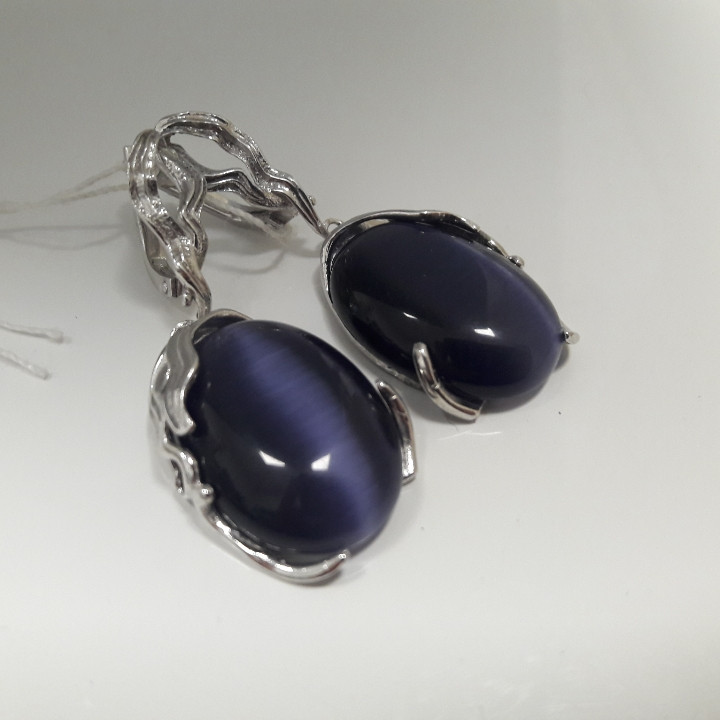 Серьги с кошачьим глазом