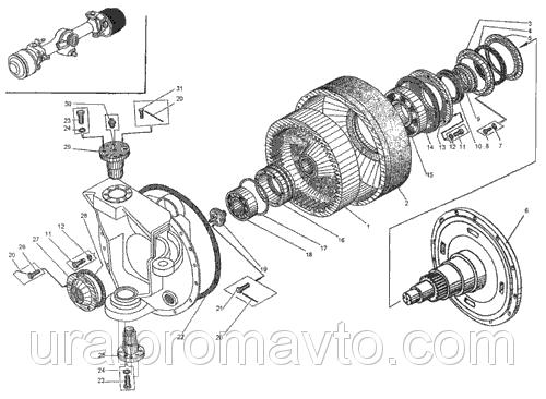Детали бортового редуктора переднего моста ДЗ-98