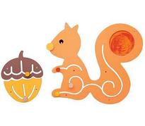 Настенный модуль для развития моторики "Белка с Орехом", панель Монтессори развивающая