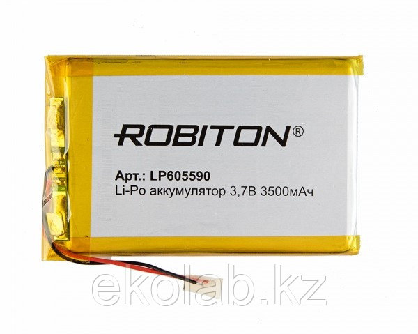 Аккумулятор ROBITON LP605590, Li-Pol, 3.7 В, 3500 мАч, призма со схемой защиты РК1