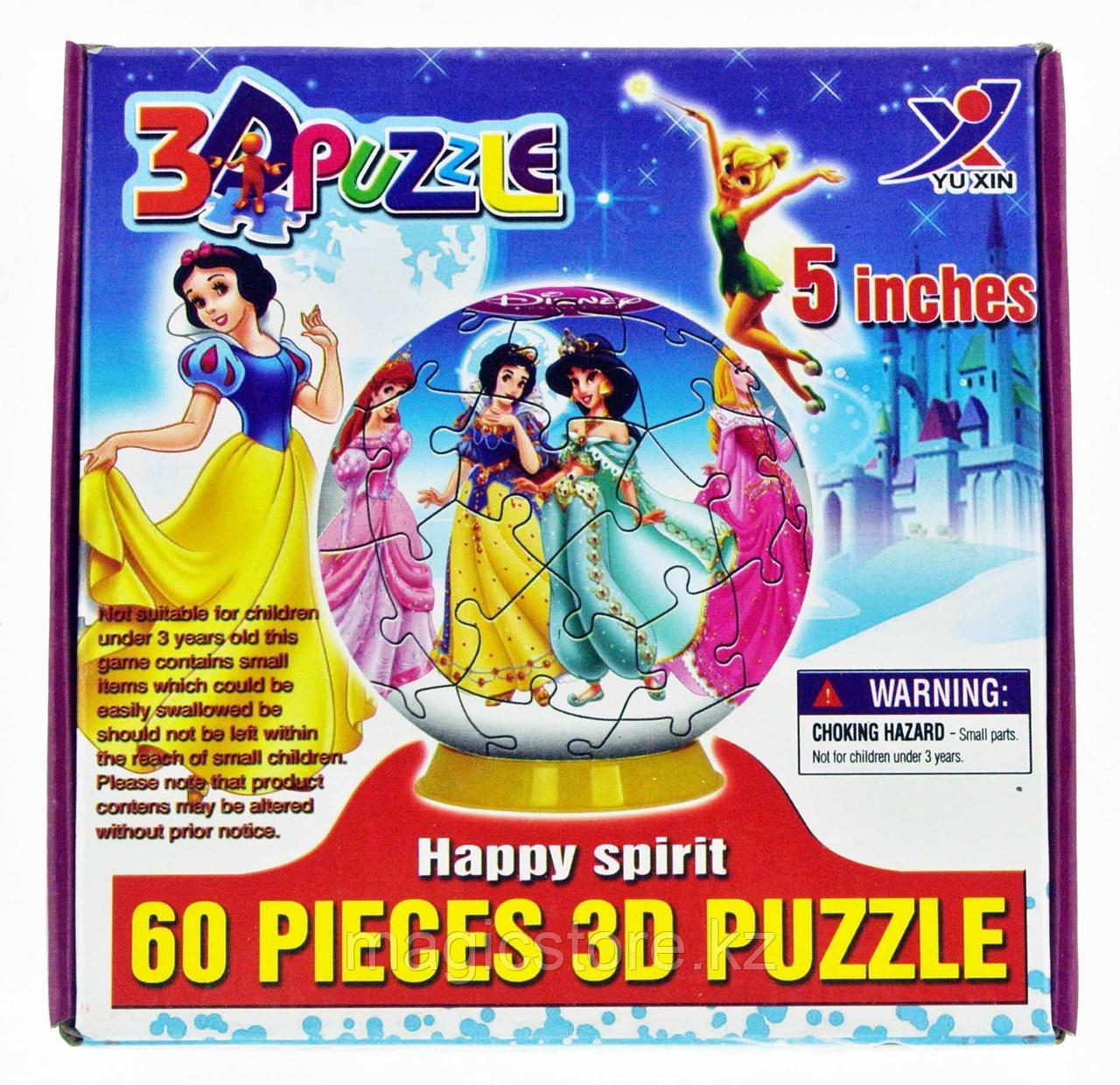 3D Puzzle Yuxin Disney Princess, 60pcs Пазл Шар Принцессы, 60 деталей