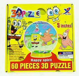 3D Puzzle Yuxin Sponge Bob, 60pcs Пазл Шар Спанч Боб, 60 деталей