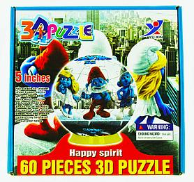 3D Puzzle Yuxin The Smurfs, 60pcs Пазл Шар Смурфики, 60 деталей