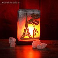 Светильник соляной электрический "Панно Париж" 3,3 кг, деревянный декор, цельный кристалл