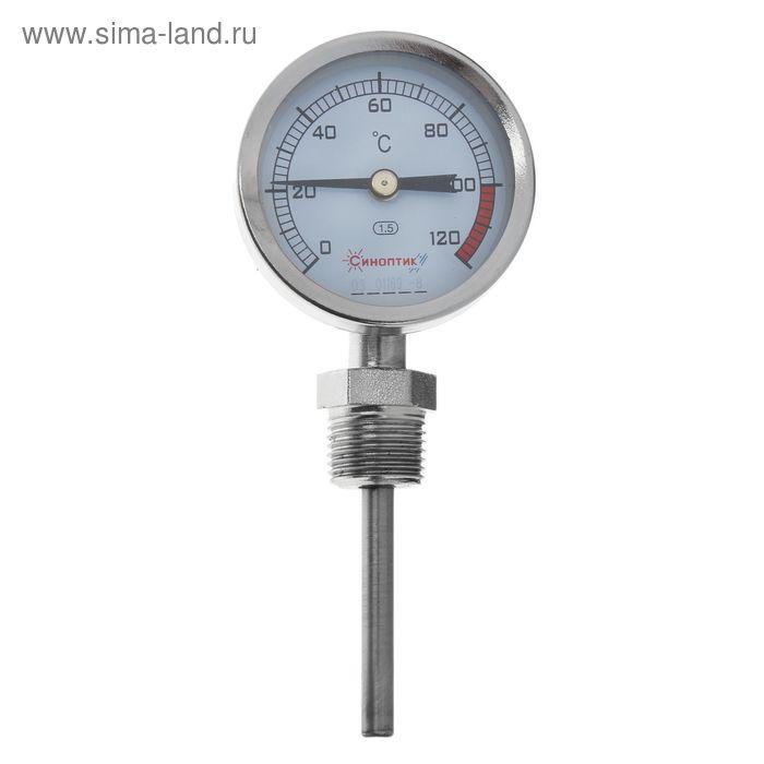 Термометр биметаллический радиальный, диапазон температур 0-120 градусов, стальной корпус, класс точности 1,5