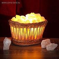 Светильник соляной электрический "Корзинка из лозы" 3 кг, деревянный декор