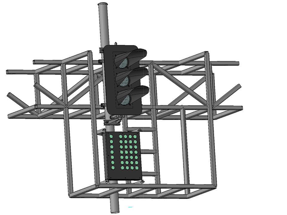Светофор трехзначный со светодиодными светооптическими системами с МУ на мостиках и консолях 17665-00-00