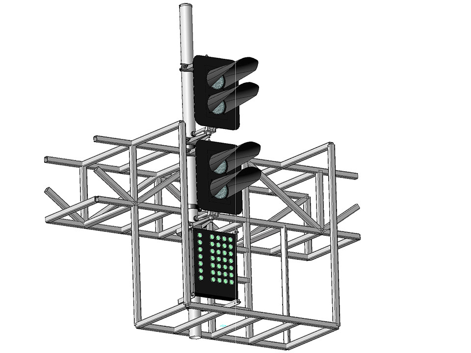 Светофор четырехзначный со светодиодными светооптическими системами с МУ на мостиках и консолях 17667-00-00