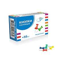 Кнопки силовые OfficeSpace, цветные, 50 штук в упаковке