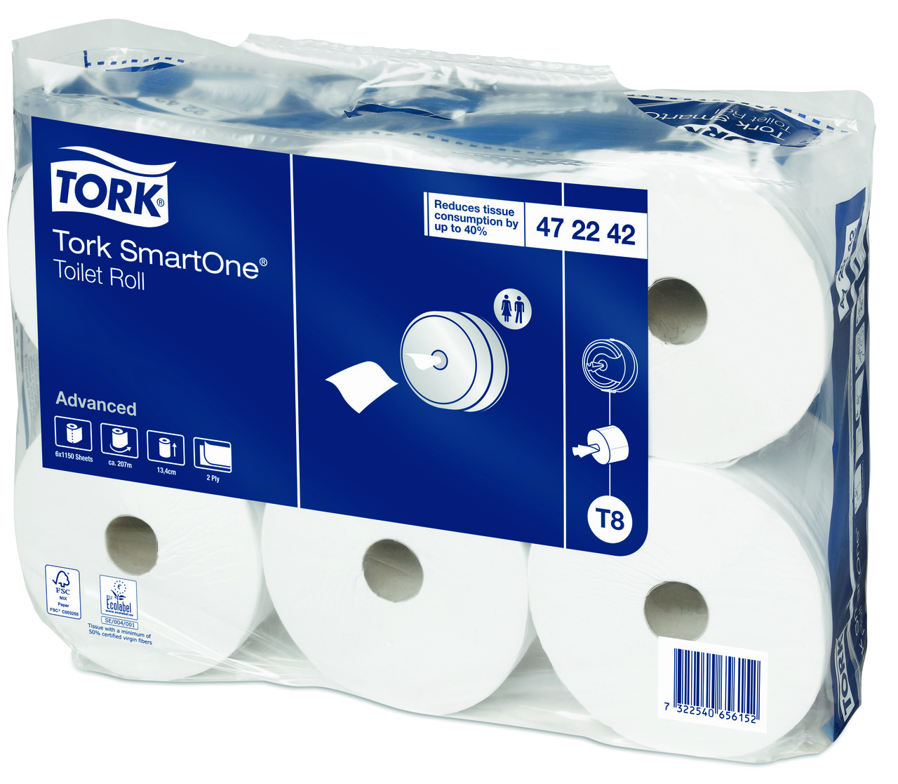 472242 Tork SmartOne® туалетная бумага в рулонах, центральная вытяжка - фото 2 - id-p59855901