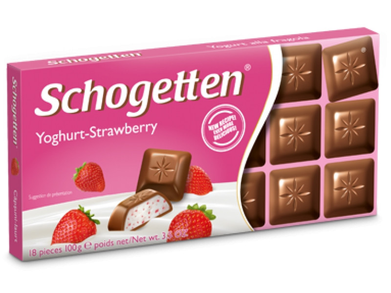 Молочный шоколад Schogetten  Йогурт-Клубника yoghurt strawberry 100гр (15 шт. в упаковке)