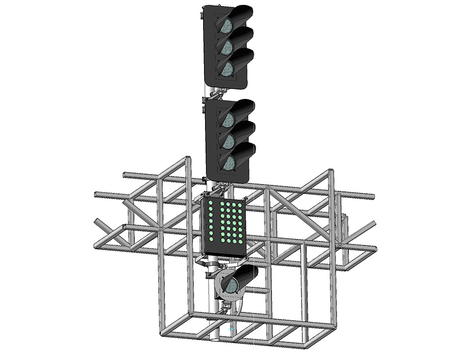 Светофор шестизначный со светодиодными светооптическими системами с МУ и ПС на мостиках и консолях 17963-00-00