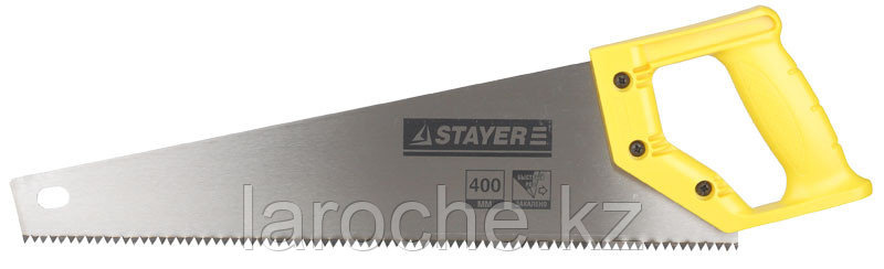 Ножовка STAYER "STANDARD" по дереву, пластиковая ручка, универсальный закаленный зуб, 5 TPI (5мм), 400мм