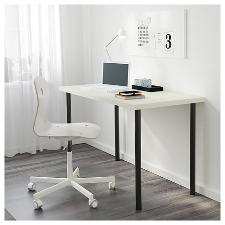 Стол ЛАГКАПТЕН / АДИЛЬС 120х60 белый, черный ИКЕА, IKEA, фото 2
