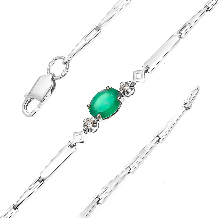 Браслет из серебра с агатом зеленым Teosa 500-097-AG-r