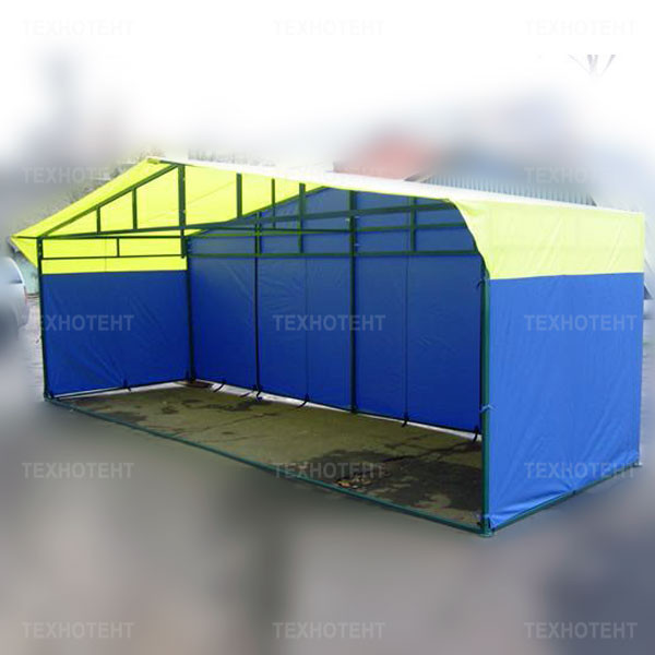 Палатка торговая разборная "Домик" 2,0x6,0 м желто-синяя
