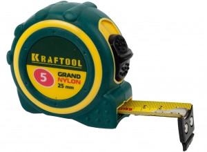 Рулетка KRAFTOOL "EXPERT" "GRAND", двухкомпонентный корпус, двусторонняя шкала, нейлоновое покрытие, 5мх25мм