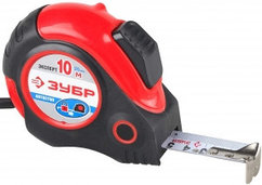 Рулетка ЗУБР "ЭКСПЕРТ", двухкомпонентный корпус, автостоп, 10 м / 25 мм