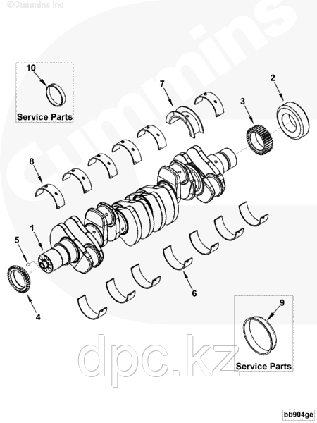 Вкладыши коленвала (комплект; 14шт) Cummins 6BT ISBe ISDe 4955853 3800290 3802070