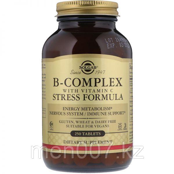 БАД Комплекс витаминов B, с витамином C Stress Formula (250 таблеток) Solgar