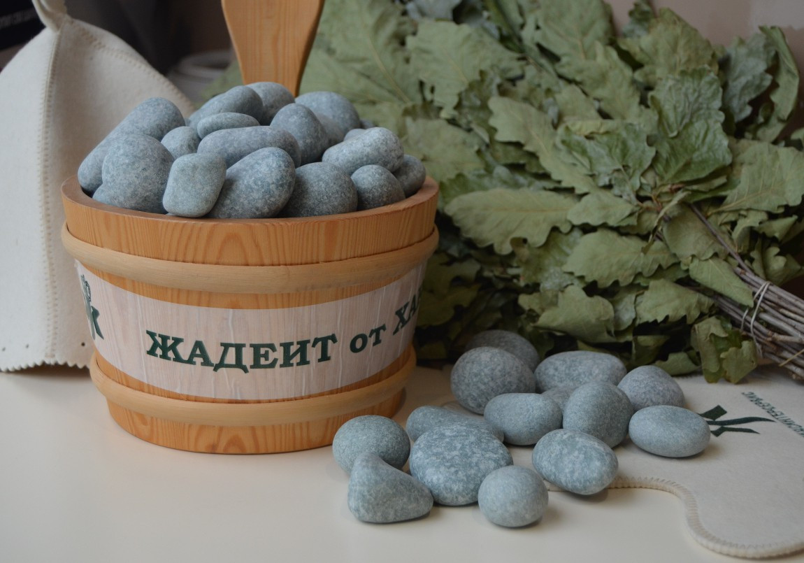 Камень для бани Жадеит шлифованный 10 кг мелкий Хакасия