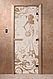 Дверь стеклянная банная "Девушка в цветах", 3 петли,  стекло 8 мм, коробка Ольха, фото 4