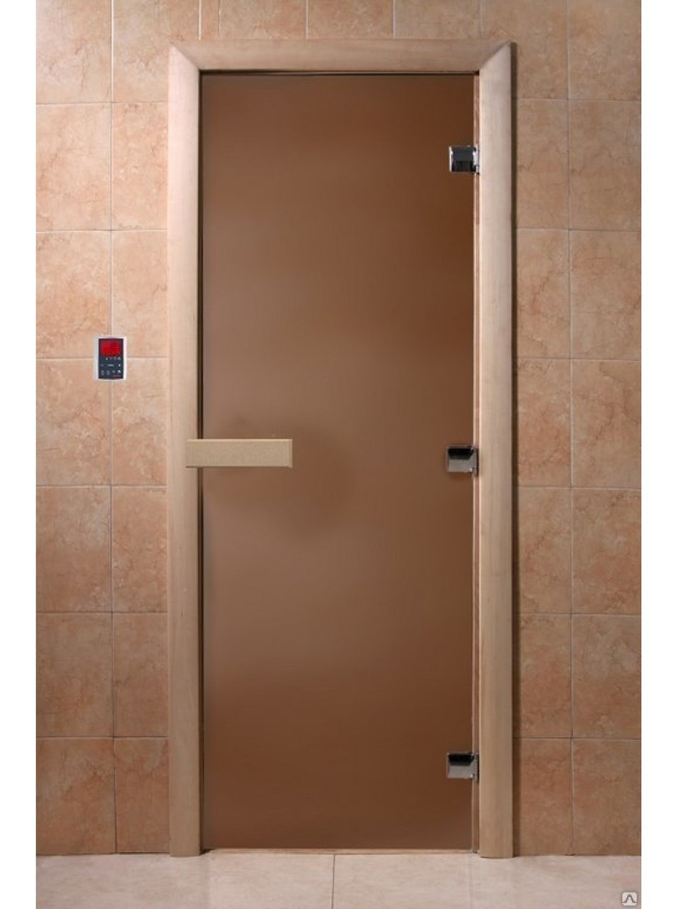 Дверь стеклянная DoorWood Теплая ночь (стекло бронза матовое 8 мм, 3 петли, коробка хвоя) 1900*700
